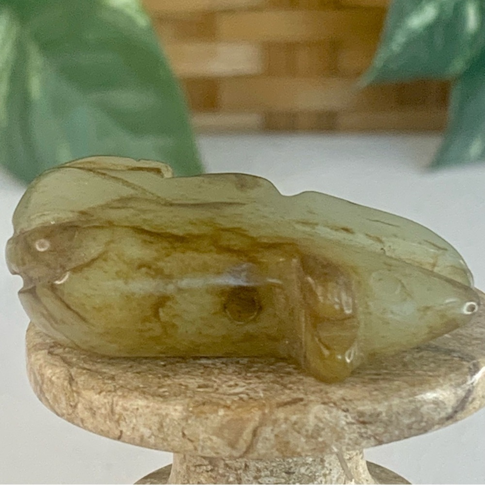 Vintage Chinese Zodiac Jade Rat Pendant Bead Hand Carved Miniature Animal 1.7" - Picture 12 of 14